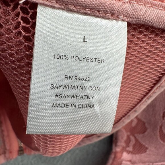 Say What? Womens Y2K Crop Top Large Pink Rose Lace Mesh Bell Sleeve‎ Festival - Picture 5 of 10